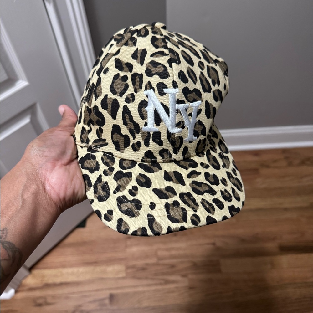 Leopard Print 'NY' Kids Cap - Beige and Black